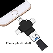 cheap Computer &amp; Office-4 in 1 TF Memory Card Reader OTG Adapter for Lightning/Mirco USB/Type-C USB OTG Micro SD Card Reader for iPhone Andriod Xiaomi