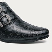 preiswerte Formell-Herrenschuhe aus geprägtem Vintage-Leder mit Doppelschnalle - formelle Abendschuhe für Hochzeiten und besondere Anlässe
