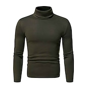 olcso férfi pulóver pulóver-Férfi Garbó Kötöttáru Férfi teknős nyakú jumper Pulóver Kötött Normál felsők Kötött Sima Körgallér Modern Kortárs Munka Hétköznapi viselet Ruházat Ősz Tél Bor Fekete S M L