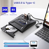 tanie Kable i adaptery-7 w 1 przenośny usb 3.0 ultra-cienka zewnętrzna nagrywarka dvd czytnik napędu odtwarzacz napęd optyczny do akcesoriów do komputerów stacjonarnych laptopa