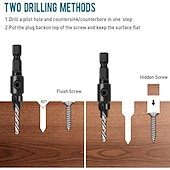 economico Strumenti manuali-Set di 5 punte per trapano svasatore per la lavorazione del legno, con codolo esagonale da 1/4 &quot;per la lavorazione del legno fai da te con una chiave a L # 5 # 6 # 8 # 10 # 12