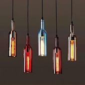 economico Luci Isola cucina-lampada a sospensione a led per bottiglia di vetro, lampada a sospensione in vetro per bottiglia di birra, lampada a sospensione vintage per bar, lampada a sospensione retrò industriale per bar,
