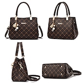 tanie Torby i torebki-Damskie Torebka Torba przez ramię Torba na ramię Torba bostońska Skóra PU Biuro Codzienny Święto Wisiorek Zamek Duża pojemność Wodoodporny Trwały Geometryczny Kolorowy blok ciemny liść klonu z kaw