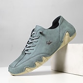 economico Sneakers da uomo-scarpe da ginnastica casual da uomo in similpelle con lacci verdi e suola cucita a mano – scarpe da passeggio leggere e comode per l&#039;uso quotidiano