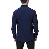 cheap Men&#039;s Non Iron Shirts-Men&#039;s Shirt Summer Shirt Casual Shirt Button Up Shirt Black White Pink Wine Red Long Sleeve Geometric Color Block Lapel Vacation Daily Patchwork Clothing Apparel Polyester Fashion Casual Comfortable
