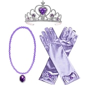 economico Parrucche dei personaggi dei film-parrucca da principessa sirena ariel treccia con la principessa tiara collana guanti non compresi vestito da principessa sirena ariel dress up cosplay accessori per bambini ragazze parrucche di