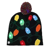 economico Luci di Natale-natale per bambini decorazione per adulti cappello led cappello di natale bagliore natale berretti in maglia unisex vacanza bagliore maglioni regali di natale ornamenti del partito di capodanno