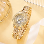 preiswerte Quarz-Uhren-6PCS Set Luxus Uhr Muttertag Geschenk für Frauen Ring Halskette Ohrringe Kristall Mode Armbanduhr Weibliche Freizeit Damenuhren Armband Set