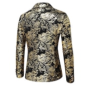 preiswerte Herren Klassische Blazer-Herren Abendkleidung Blazer Sakko Hochzeitsfeier Cocktail Ganzjährig Polyester Blumen Einreiher - 2 Knöpfe Blazer Silber Gold