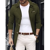 billige Trenchcoat for menn-Herre Overgangsjakke Trenchcoat Ut på byen Vår &amp; Vinter Polyester Vindtett jakke Yttertøy Klær Gatemote عادي Aftæpning Enkeltkneppet