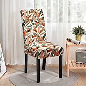 abordables Funda para silla de comedor-Funda elástica para silla de comedor con hojas, funda suave para asiento de silla, protector de muebles lavable duradero para fiesta en el comedor