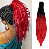 cheap Crochet Hair-36 Blonde Dreadlocks Extension Soft Handmade Synthetic Crochet Hair Super Long 0.6cm Dread Extensions Reggae Style for Women