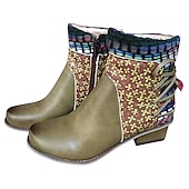 ieftine Botine-cizme boho chic de damă cu mozaic colorat și fermoar – cizme cu șireturi în stil vintage pentru toamnă și iarnă