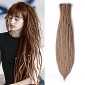 cheap Crochet Hair-36 Blonde Dreadlocks Extension Soft Handmade Synthetic Crochet Hair Super Long 0.6cm Dread Extensions Reggae Style for Women