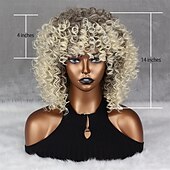 economico Parrucche trendy sintetiche-parrucche afro ricci biondi per donne nere parrucche afro bionde ombre anni &#039;70 per donne parrucche ricci crespi anni &#039;70 biondo mixd marrone