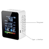 cheap Humidifiers &amp; Dehumidifiers-Multifunctional 5in1 CO2 Meter Digital Temperature Humidity Tester Carbon Dioxide TVOC HCHO Detector Air Quality Monitor