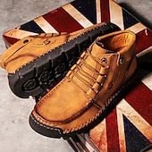 abordables Baskets-bottines en cuir vintage pour hommes – chaussures d&#039;extérieur décontractées à lacets avec semelle antidérapante durable