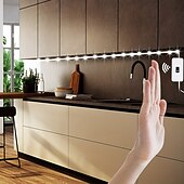 billige USB-stripelys-1m 3M 4m Fleksible LED-lysstriper 30/90/120/150 LED 2835 SMD 1set Varm hvit Hvit LED Stripelampe Koblingsbar Kroppssensor 5 V