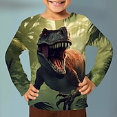 cheap Boy&#039;s 3D Animals-Boys 3D Graphic Animal Dinosaur T shirt Tee Long Sleeve 3D Print Summer Spring Fall Sports Fashion Streetwear Kids 3-12 Years 4-12 Years Outdoor Casual Daily Regular Fit