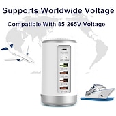 Недорогие USB-концентраторы-6-портовое настольное зарядное устройство, 65-ваттная зарядная станция с usb-концентратором (3 x usb+type c+qc3.0+pd 18 Вт), настольная зарядная станция с многопортовым зарядным