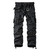 preiswerte Cargohosen-Herren Cargohose Cargohosen Arbeitshose Fallschirmhose Tasche Multi Pocket Höhenanstieg Einfarbig tragbar Draussen In voller Länge Outdoor Casual Strassenmode Klassisch Lockere Passform Gelbe Tarnung