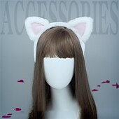 cheap Hair Styling Accessories-Handmade Cute Lolita Hair Ornaments Animal Ears Headdress Cosplay Props Lo Mother Cat&#039;S Ears (Steamed Cat-Ear Shaped Bread) Hair Hoop