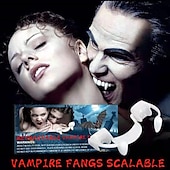 economico Vampiri Sanguinosi-zanne da vampiro retrattili denti realistici zanne telescopiche kit spaventoso raccapricciante plastica vestire i denti halloween festa di carnevale cosplay decorazione 2 paia