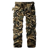 preiswerte Cargohosen-Herren Cargohose Cargohosen Arbeitshose Fallschirmhose Tasche Multi Pocket Höhenanstieg Einfarbig tragbar Draussen In voller Länge Outdoor Casual Strassenmode Klassisch Lockere Passform Gelbe Tarnung