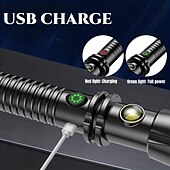 preiswerte taktische Taschenlampen-208 LED Taschenlampen LED Sender 3 Beleuchtungsmodus inklusive USB-Kabel Leicht Für den täglichen Einsatz USB Schwarz