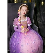 ieftine Costume pentru fete-Prințesă Rapunzel Rochii Manta Rochie de fete cu flori Cosplay Partidul costumelor for Fete Pentru copii Zuia Copiilor Mascaradă Nuntă Invitat la nunta