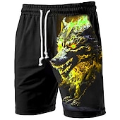olcso férfi 3d izzadt rövidnadrág-Férfi Grafika Állat Farkas Izzadt nadrág Strand rövidnadrág Terry Shorts Közepes csípő Alkalmi Sportruházat Napi Szabadság Utcai öltözék Zsinór Rugalmas derék 3D nyomtatás Tervező Ruházat