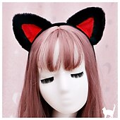 cheap Hair Styling Accessories-Handmade Cute Lolita Hair Ornaments Animal Ears Headdress Cosplay Props Lo Mother Cat&#039;S Ears (Steamed Cat-Ear Shaped Bread) Hair Hoop
