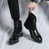 billige Dress Boots-brune ankelstøvletter i imitert skinn og semsket skinn for menn – snøredesign med topp-tå og slitesterk gummisåle for formell og fritidsklær