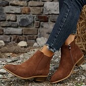 levne Boty Chelsea-Dámské semišové chelsea kotníkové boty s bočním zipem, nízkým podpatkem, nazouvací krátké kozačky pro ležérní podzimní outfity, outdoorové procházky a každodenní nošení
