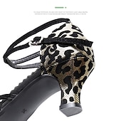 Недорогие Обувь для бальных и современных танцев-Женские танцевальные туфли с леопардовым принтом и сетчатыми ремешками – резиновая подошва, удобные и стильные для бальных и латиноамериканских танцев