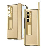 お買い得  サムスン用ケース-ペン付き電話ケース サムスン Galaxy Z Fold 6 Z Fold 5 Z Fold 4 Z Fold 3 バックカバー スタンドと画面保護フィルム付き ペンホルダー PC メタル PUレザー