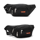 billiga Sportväskor-unisex svart vattentät midjeväska - fannypack med flera fickor med justerbar rem, slitstark bältesväska för resor, sport, vandring och utomhusaktiviteter