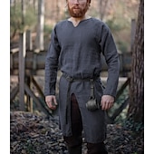 abordables Hauts-Médiéval Renaissance 17ème siècle Chemise Tunique Ren Faire Guerrier Viking Ranger Tir à l&#039;arc Homme Viking Fantaisie Halloween Carnaval Mascarade LARP Adulte Chemise Toutes saisons