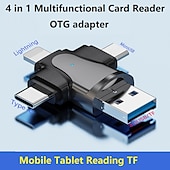 cheap Computer &amp; Office-4 in 1 TF Memory Card Reader OTG Adapter for Lightning/Mirco USB/Type-C USB OTG Micro SD Card Reader for iPhone Andriod Xiaomi
