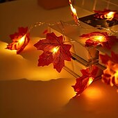 abordables Alimentación por batería-Guirnalda de hojas de arce LED de 3 metros con 20 luces, alimentada por batería, para fiestas, otoño, escaleras, barandilla, luz decorativa