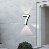 cheap Outdoor Wall Lights-LED House Numbers Outside Wall Light IP65 Waterproof LED Floating Home Address Number Stainless Steel Large, Modern House Numbers for Outside, Yard, Street 110-240V
