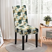 abordables Funda para silla de comedor-Funda elástica para silla de comedor con hojas, funda suave para asiento de silla, protector de muebles lavable duradero para fiesta en el comedor