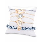 halpa Rannekorut ja rannerenkaat-5kpl Naisten Ranneketjut Monitaso Kartat äärettömyys Muoti Yksilöllinen Yksinkertainen Tyylikäs Metalliseos Rannekorun korut Kulta Käyttötarkoitus Juhlat / Ilta Urheilu Pyhäpäivä Deitti Festivaali