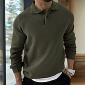 billige genser for menn-Herre Genser Pullover genser Riflet Strikke Avklipt Strikket Aftæpning Moderne Moderne Dagligdagstøy Ut på byen Klær Høst vinter Svart Brun M L XL