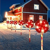 Недорогие уличные рождественские огни-Рождественские солнечные леденцовые дорожные ог lights 80 LED 4 в 1 для улицы 25 дюймов 8 режимов освещения подсвеченные мятные трости рождественские украшения водонепроницаемый подключаемый