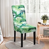 abordables Funda para silla de comedor-Funda elástica para silla de comedor con hojas, funda suave para asiento de silla, protector de muebles lavable duradero para fiesta en el comedor