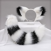 cheap Hair Styling Accessories-Plush Beast Ears KC Headwear cosplay Tail Accessories Handmade Fox Ears Hair Hoops Fox Tail Set
