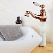 cheap Pull Out Spray-Traditional Bathroom Faucet Pull Out Basin Sink Mixer Taps Short/Tall, Vintage Brass Vessel Taps Ceramic Single Handle, with Cold and Hot Hose