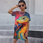 cheap Boy&#039;s 3D Animals-Boys 3D Graphic Animal Dragon T-shirt &amp; Shorts T-shirt Set Clothing Set Short Sleeve 3D prints Summer Spring Active Sports Fashion Kids 3-13 Years Outdoor Vacation Street Regular Fit
