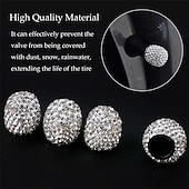 abordables Decoración y protección de la carrocería-4 Uds. De tapas de válvula de neumático de coche de diamante, cubierta de válvula de rueda brillante a prueba de polvo, tapa de válvula de cristal ostentosa para vehículo, accesorios de estilo de